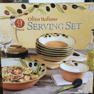 Brand new 9 piece oliva italiana serving set